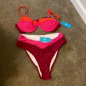 Vibrant Pink and Orange Bikini Set